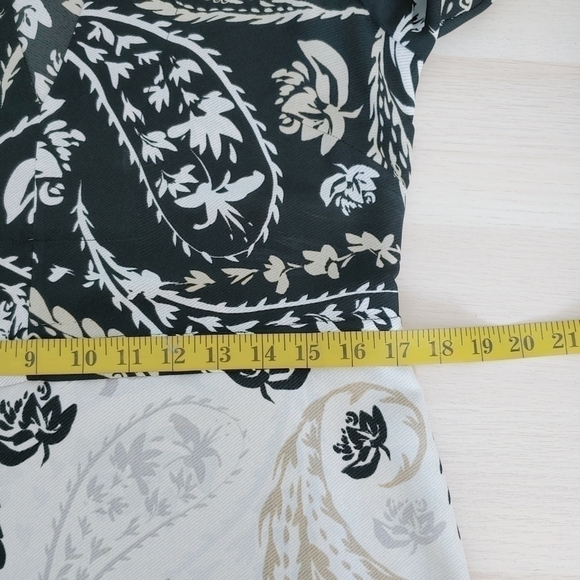 BCBG MAXAZRIA Beige brown paisley boho bell sleeves tunic dress - Picture 7 of 12